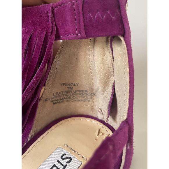 Steve Madden Fringly Purple Suede Fringe Strappy Zip Stiletto Heel Size 7M - Picture 10 of 11